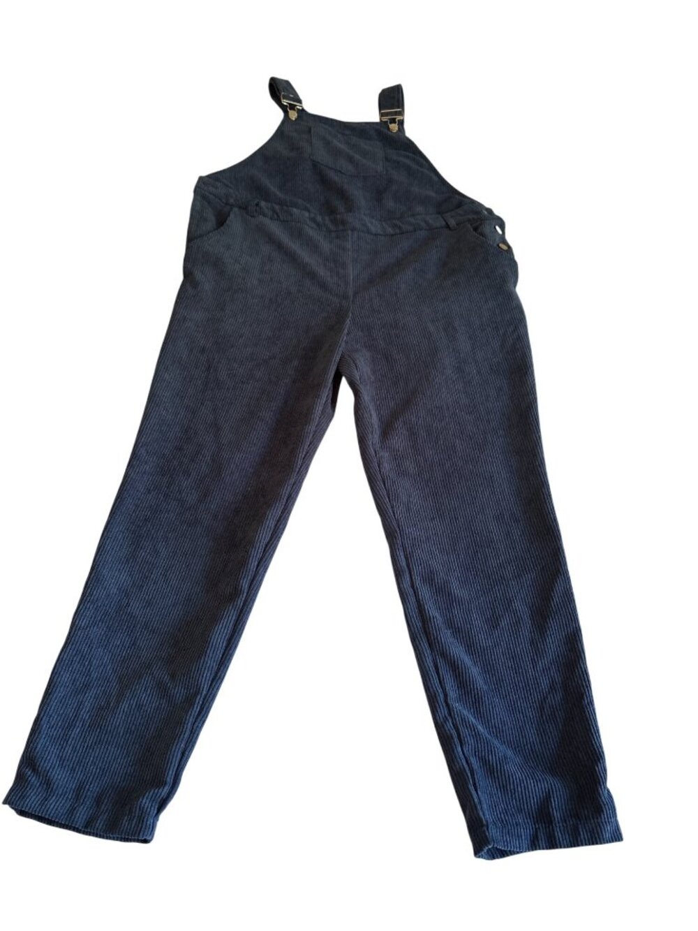 Blue Corduroy Overalls Pants With Adjustable Straps & Side Buttons Womens Size L